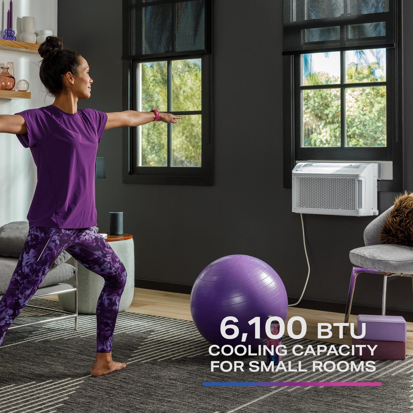 GE APPLIANCES AHTT06BC GE Profile ClearView™ 6,100 BTU Smart Ultra Quiet Window Air Conditioner for Small Rooms up to 250 sq. ft. White - AHTT06BC