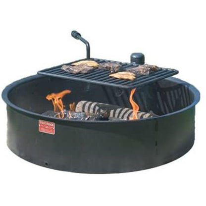 Pilot Rock 6 Pack 30.5 Inch Steel Ground Fire Pit Ring and Metal Cooking Grate - 415884