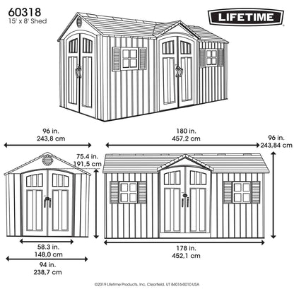Lifetime 15 Ft X 8 Ft Outdoor Storage Shed - 60318 - Backyard Provider