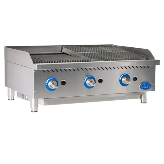 Globe GCB36G-RK 36" Gas Lava Rock Charbroiler - 120,000 BTU - GLGCB36GRK