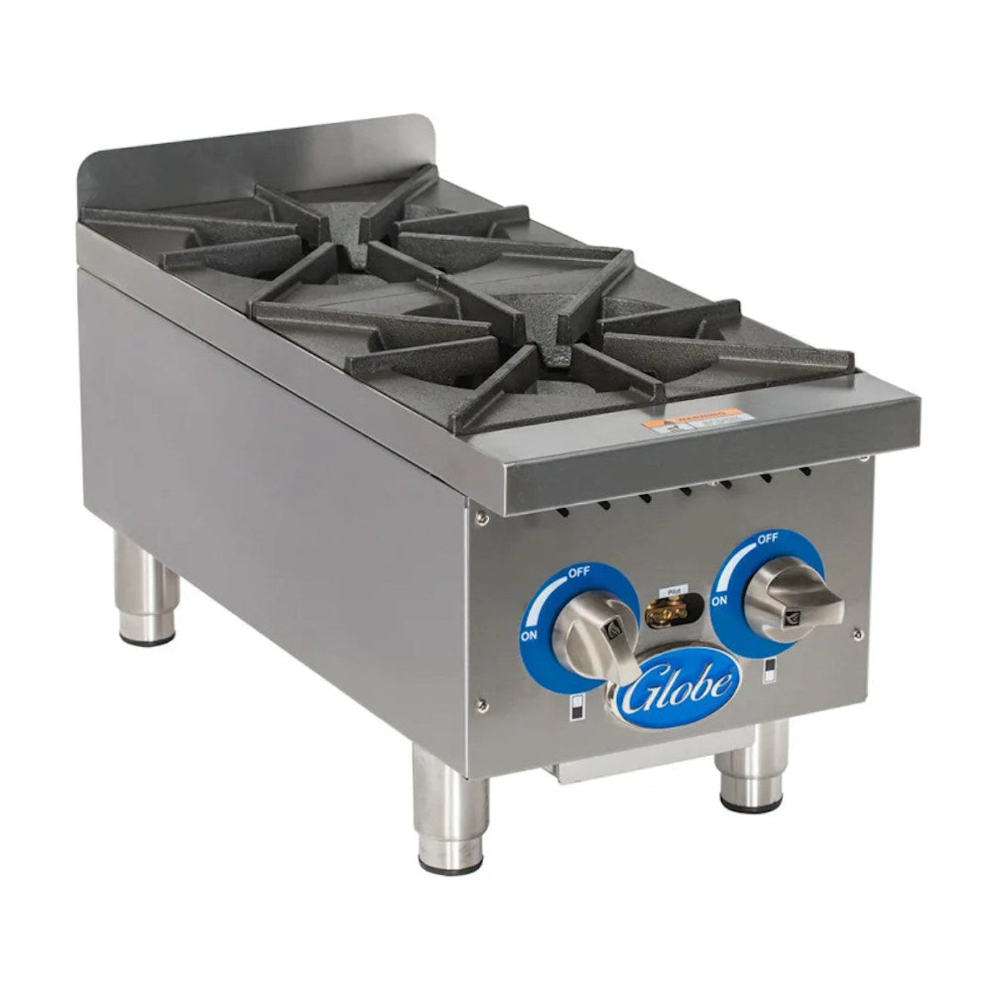 Globe GHP12G 12" Countertop Gas Hot Plate - 44,000 BTU - GLGHP12G