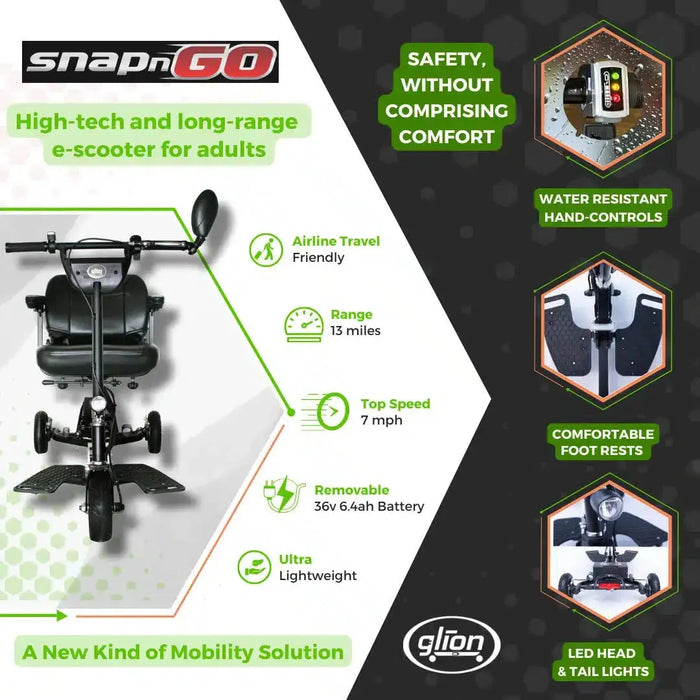 Glion SNAPnGO Model 335 250W Foldable Mobility Scooter