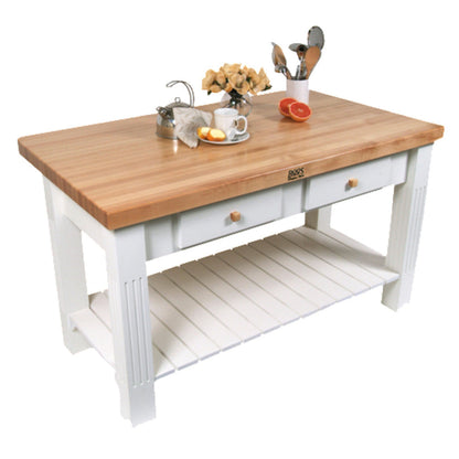 John Boos Grazzi Work Table / Kitchen Island with Drop Leaf 28" W x 60" L - JBGRZ6036