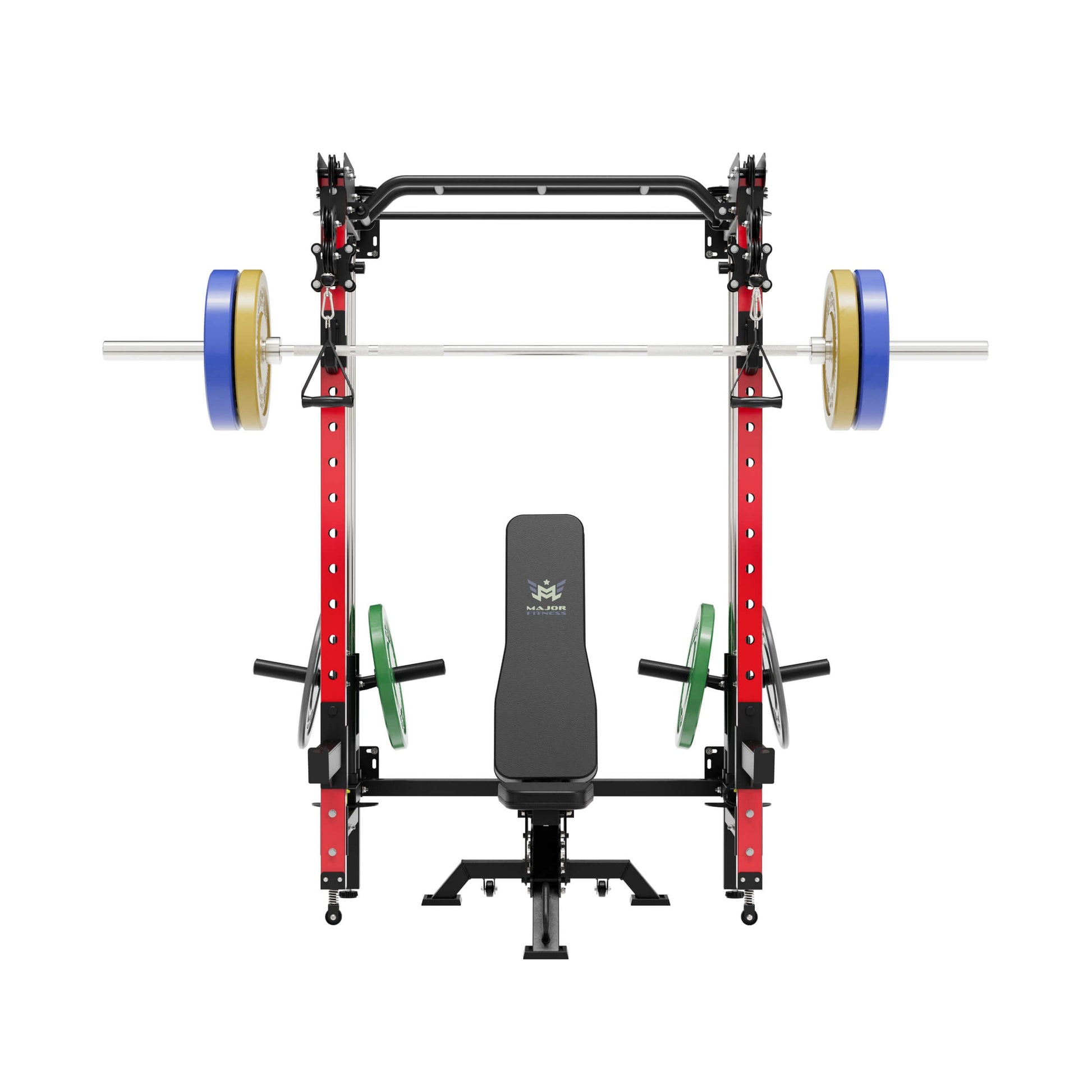 MAJOR FITNESS All-In-One Home Gym Folding Power Rack Package Lightning F35 - F35BL-PLT01BL-OWPNT230-OBBLS