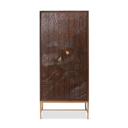 Park Hill Collection Addison Faux Bois Tall Cabinet - Elegant Walnut Beechwood Desi - EFC26060gn with Antique Brass Accents