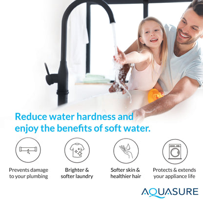 Aquasure Signature Series | 48,000 Grains Water Softener with 12 GPM Quantum De-Activator System and Triple Purpose Carbon Pre-Filter - AS-WSUV48D