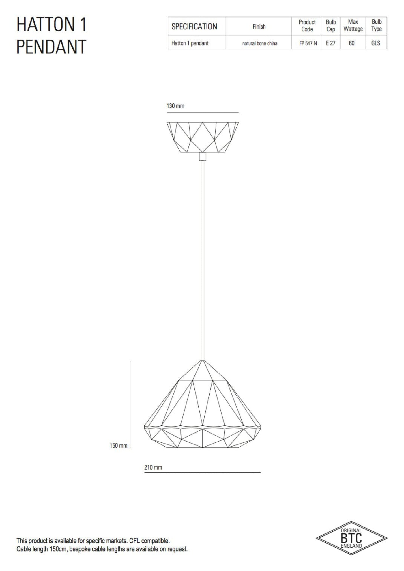 Original BTC Hatton 1 Pendant