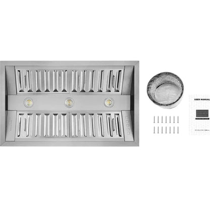 Hauslane 21 Deep 800 CFM Convertible Built-In Insert Range Hood in Stainless Steel -IN-R300SS-34