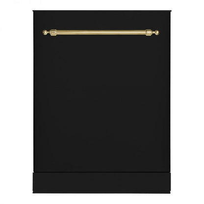 Hallman 4-Pc Kitchen Package w/ 48" Pro Range, 36" Free-Standing Refrigerator, 24" Dishwasher and 48" Hood Classico Black