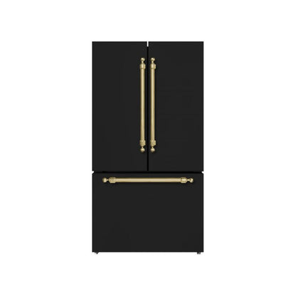 Hallman 4-Pc Kitchen Package w/ 48" Pro Range, 36" Free-Standing Refrigerator, 24" Dishwasher and 48" Hood Classico Black