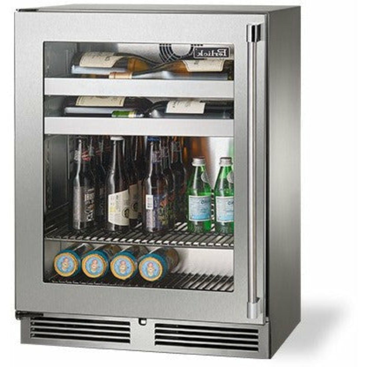 Perlick 24" Beverage Center Stainless Steel Glass Door, Sottile Sh.Depth (18"), 3.1 Cu. Ft. Capacity - HH24BS-4-3