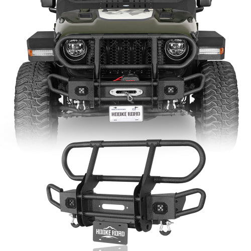 Rock Crawler Front Bumper w/ Grille Guard & Winch Plate (18-25 Jeep Wrangler JL & 20-25 Gladiator JT) - Hooke Road