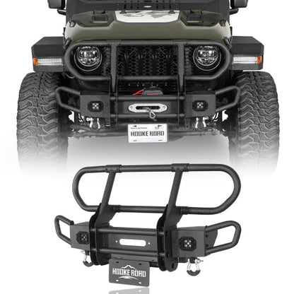Rock Crawler Front Bumper w/ Grille Guard & Winch Plate (18-25 Jeep Wrangler JL & 20-25 Gladiator JT) - Hooke Road