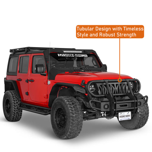 Rock Crawler Front Bumper w/ Grille Guard & Winch Plate (18-25 Jeep Wrangler JL & 20-25 Gladiator JT) - Hooke Road