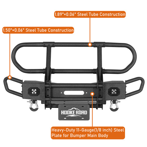 Rock Crawler Front Bumper w/ Grille Guard & Winch Plate (18-25 Jeep Wrangler JL & 20-25 Gladiator JT) - Hooke Road