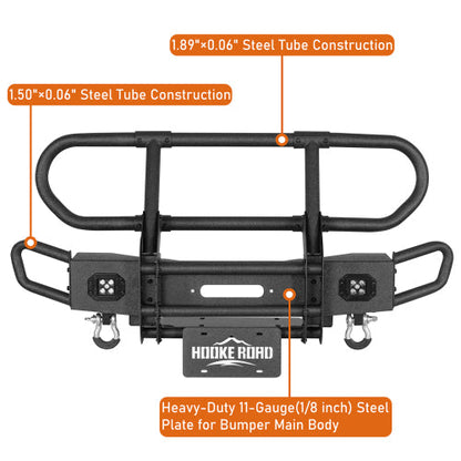 Rock Crawler Front Bumper w/ Grille Guard & Winch Plate (18-25 Jeep Wrangler JL & 20-25 Gladiator JT) - Hooke Road