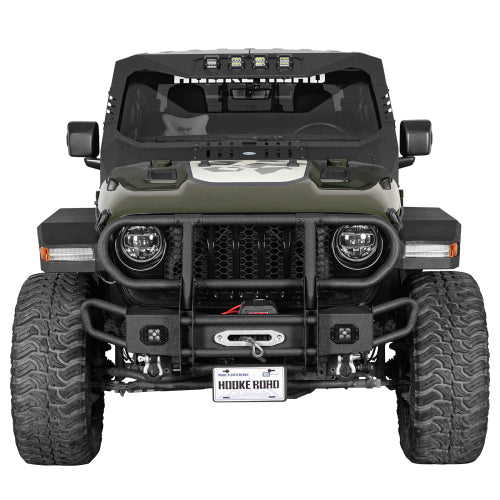 Rock Crawler Front Bumper w/ Grille Guard & Winch Plate (18-25 Jeep Wrangler JL & 20-25 Gladiator JT) - Hooke Road