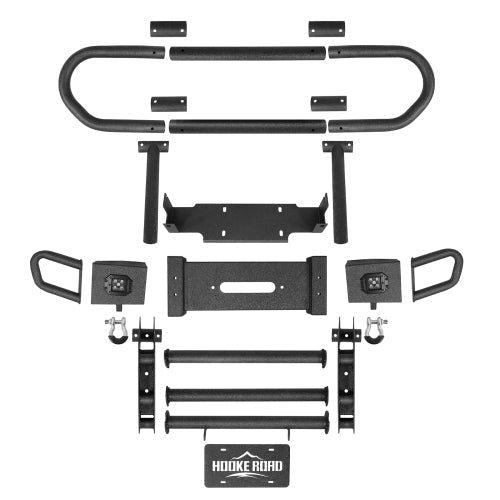 Rock Crawler Front Bumper w/ Grille Guard & Winch Plate (18-25 Jeep Wrangler JL & 20-25 Gladiator JT) - Hooke Road