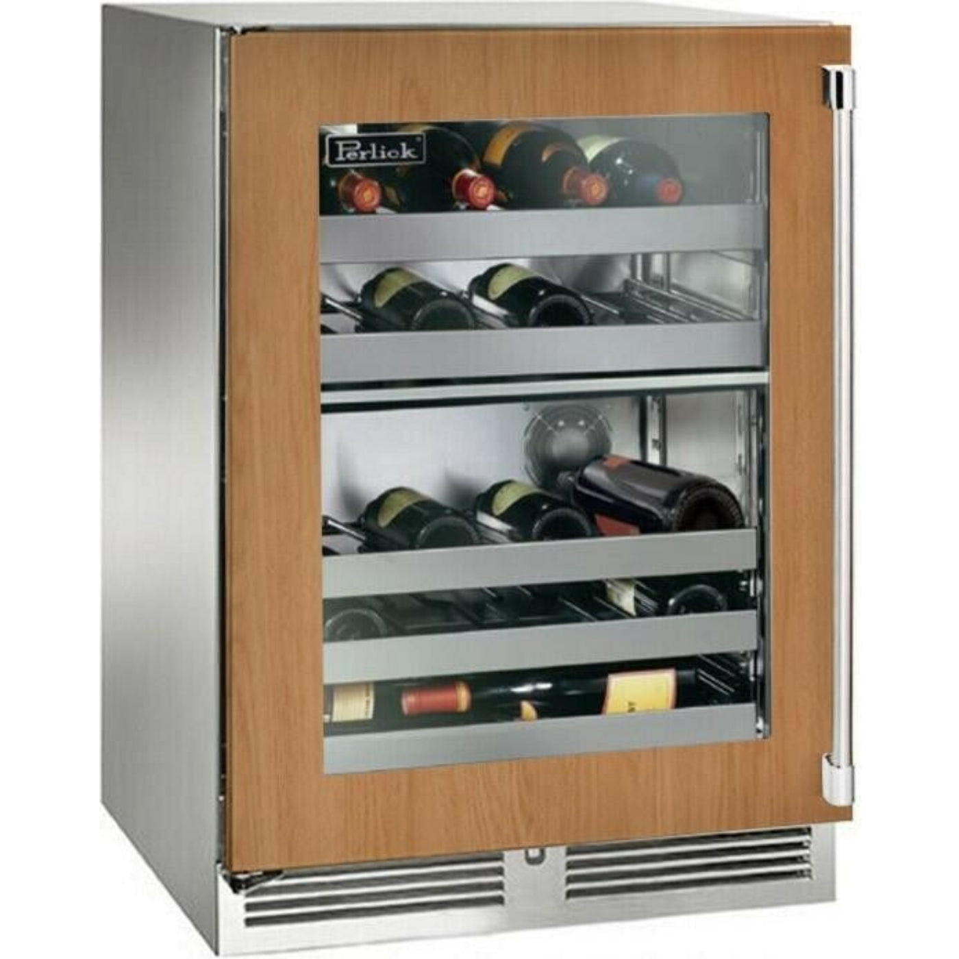 Perlick 24" Dual Zone Wine Reserve with 32 Bottle Capacity,  Panel Ready Glass Door - HP24DO-4-4