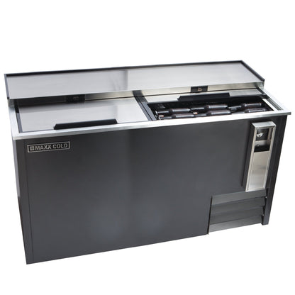 Maxx Cold Horizontal Bottle Cooler, 65"W, 17 cu. ft. Storage Capacity, in Black with Stainless Steel Top - MXCR65BHC