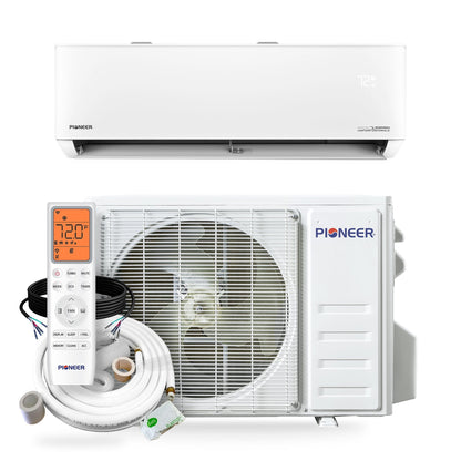 Pioneer Quantum Hyperformance 24,000 BTU 23 SEER2 230V High-Wall Ductless Energy-Star Mini-Split Air Conditioner Inverter Hyper Heat Pump Full Set - WYT024GLSI25RH