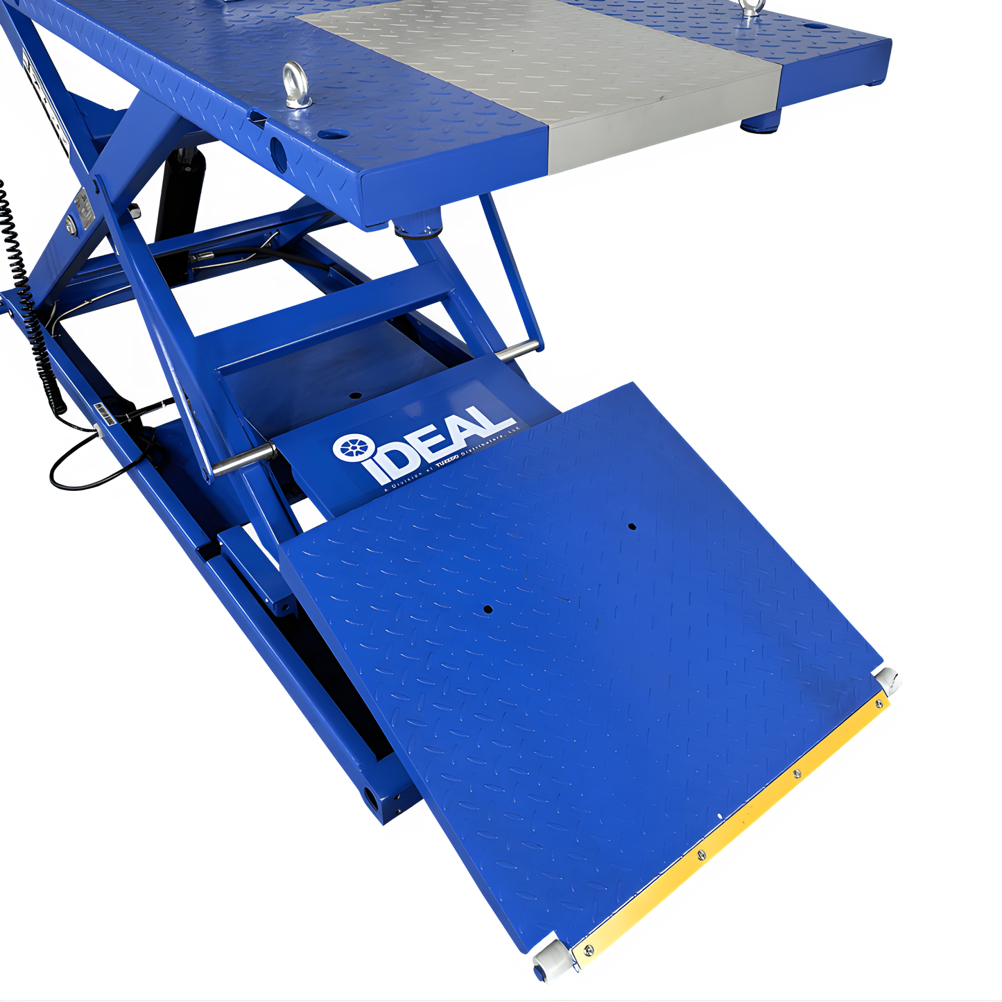 iDEAL Elec-Hydra Motorcycle Lift Bench w/Integrated Motor & Retractable Ramp - M-2200IEH-XR-1