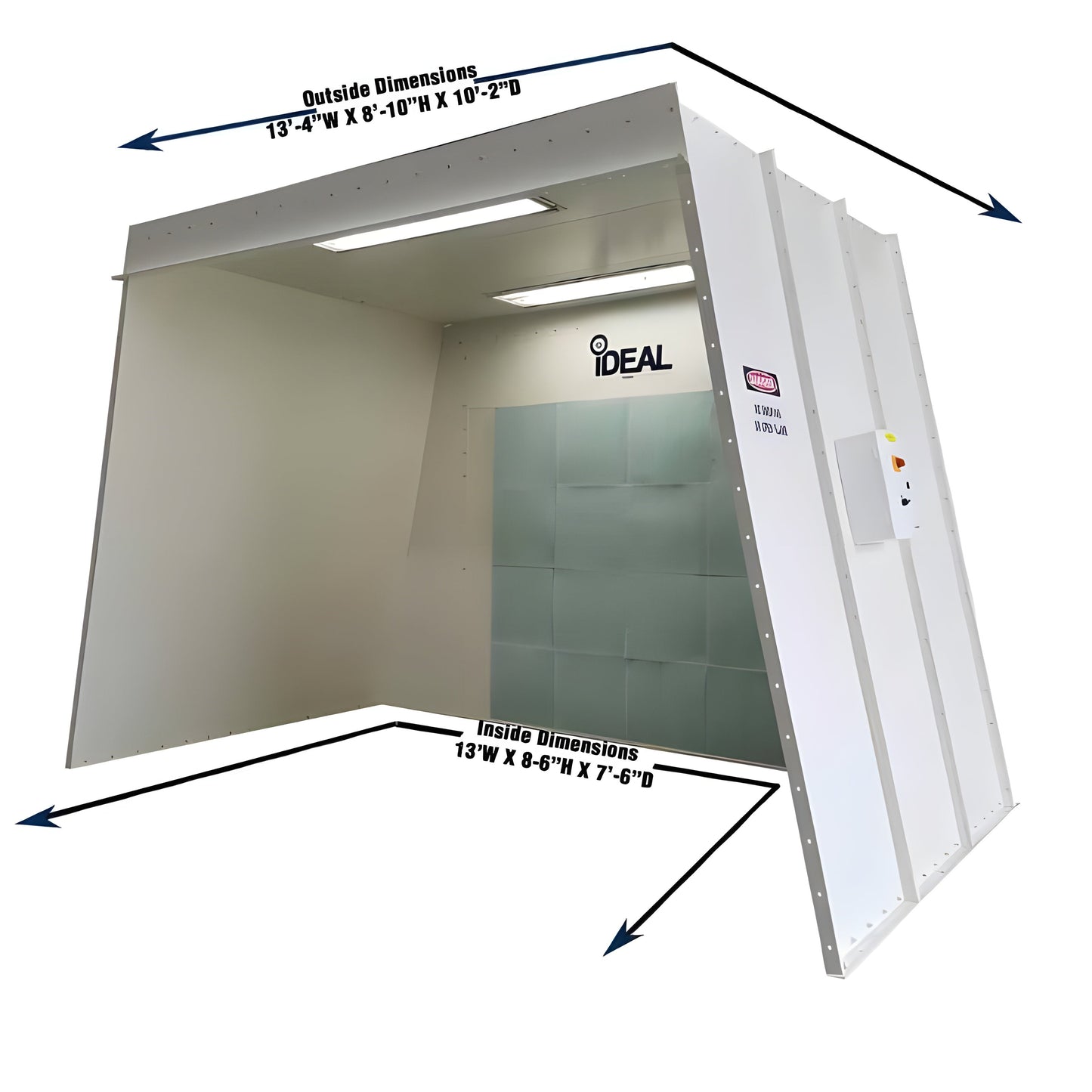 iDeaL PSB-AFOFB1388-AK Open Front Paint Booth - PSB-AFOFB1388-1PH-230v-AK