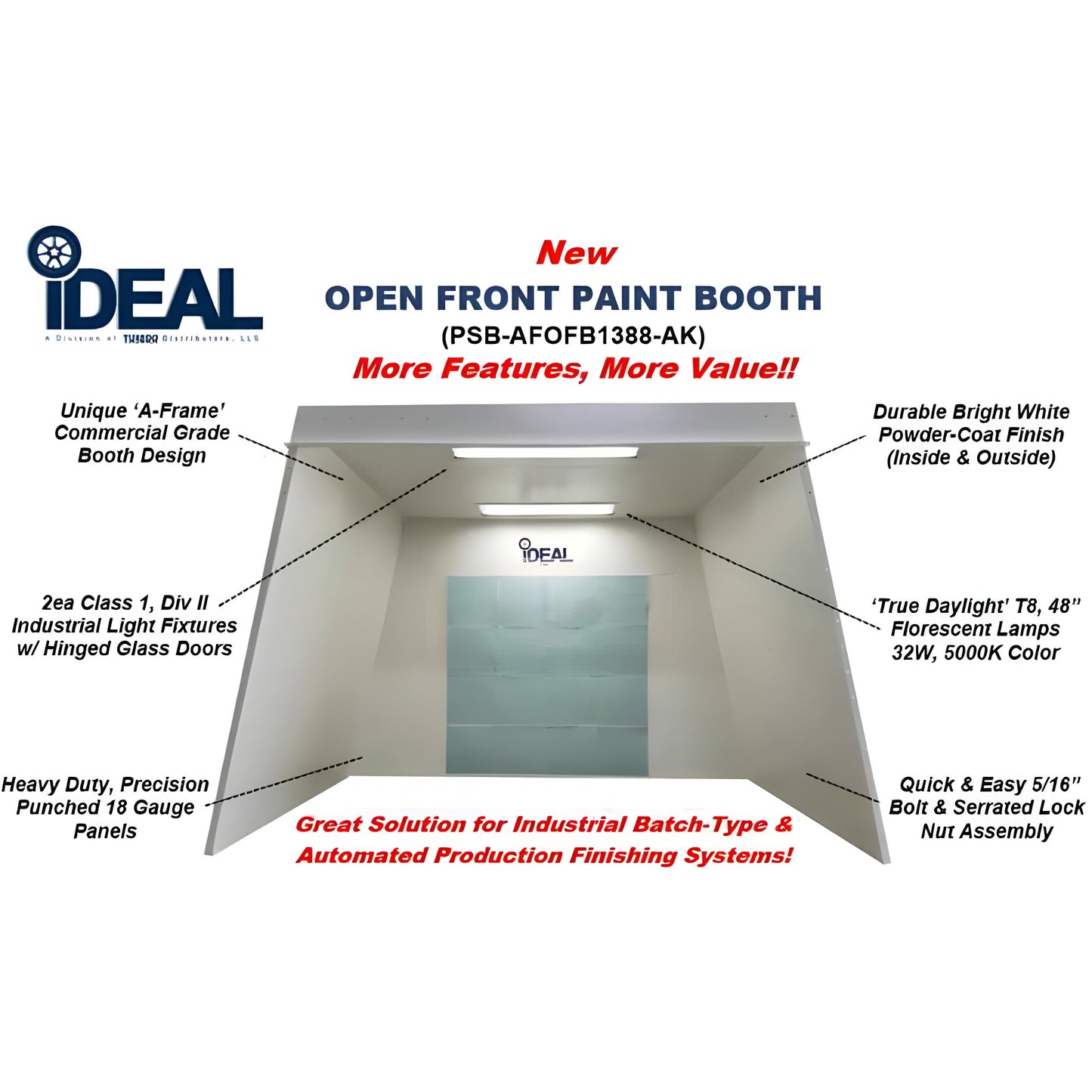 iDeaL PSB-AFOFB1388-AK Open Front Paint Booth - PSB-AFOFB1388-1PH-230v-AK