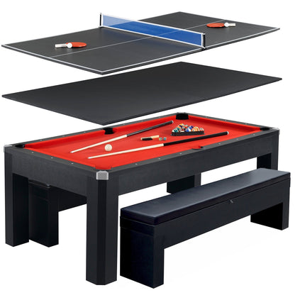 Hathaway Park Avenue 7ft Multi Game Table with Top & Benches - BG2530PR