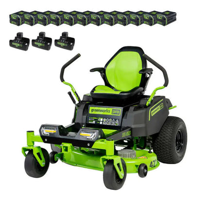 Greenworks 80V 42" Cordless Battery CrossoverZ Zero Turn Lawn Mower w/ Twelve (12) 4.0Ah Batteries and Three (3) Dual Port Turbo Chargers - 7409402