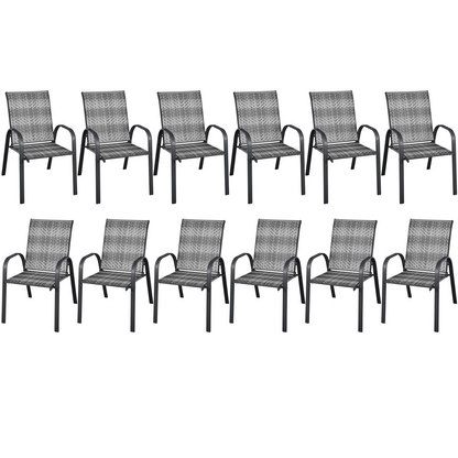Tangkula Outdoor PE Wicker Stackable Chairs - 2*NP10511CF-6