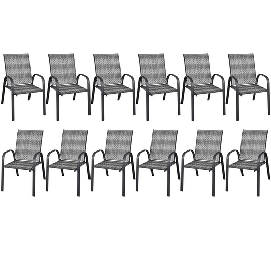 Tangkula Outdoor PE Wicker Stackable Chairs - 2*NP10511CF-6