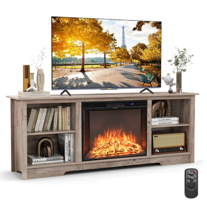 Tangkula Fireplace TV Stand for 75 Inches TV - HV10501CF+FP10378US