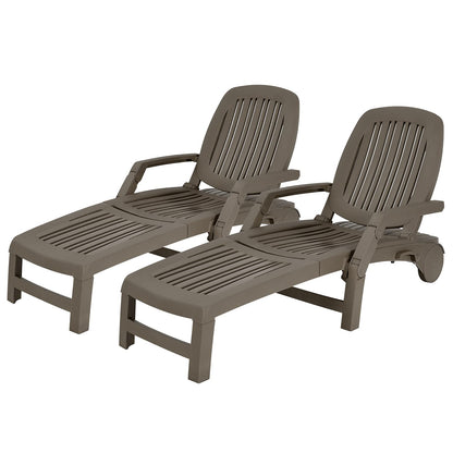 Tangkula Outdoor Chaise Lounge Chair, 5-Position Adjustable Recliner with Storage Box and Flexible Wheels - OP70717BK