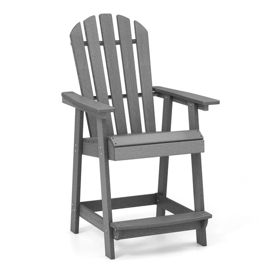 Tangkula Outdoor Bar Stool, HDPE Tall Adirondack Chair with Armrest & Footrest - NP11571GR