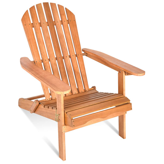 Tangkula Folding Adirondack Chair,  Lounger Chair for Patio Porch Deck Poolside and Backyard - HW63703