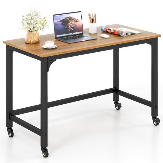 Tangkula Mobile Computer Desk, Simple Style Rolling Home Office Desk Study Table Writing Desk - CB10481NA