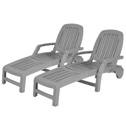 Tangkula Outdoor Chaise Lounge Chair, 5-Position Adjustable Recliner with Storage Box and Flexible Wheels - OP70717BK
