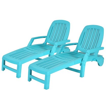 Tangkula Outdoor Chaise Lounge Chair, 5-Position Adjustable Recliner with Storage Box and Flexible Wheels - OP70717BK