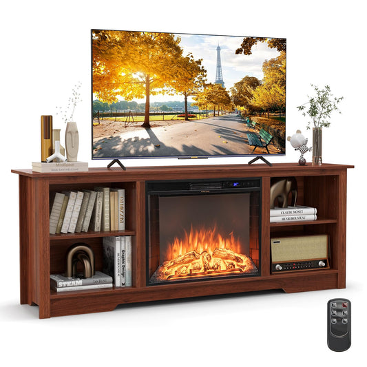 Tangkula Fireplace TV Stand for 75 Inches TV - HV10501CF+FP10378US