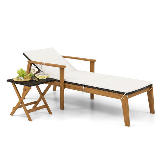 Tangkula Outdoor Chaise Lounge Chair Set, Rattan Patio Chaise with Armrests & 4-Level Backrest - HW72138-2