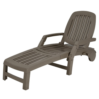 Tangkula Outdoor Chaise Lounge Chair, 5-Position Adjustable Recliner with Storage Box and Flexible Wheels - OP70717BK