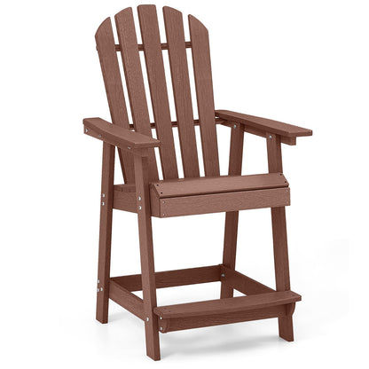 Tangkula Outdoor Bar Stool, HDPE Tall Adirondack Chair with Armrest & Footrest - NP11571GR