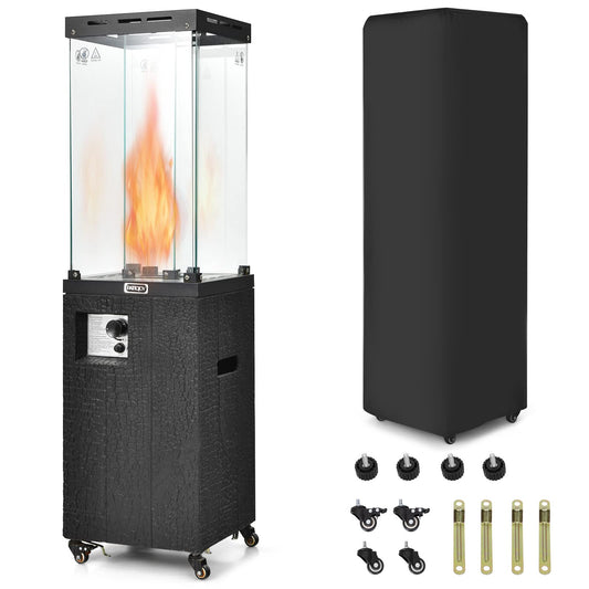Tangkula 41,000 BTU Propane Patio Heater with Waterproof Cover, Outdoor Heater with Lockable Wheels - NP10518US-DK