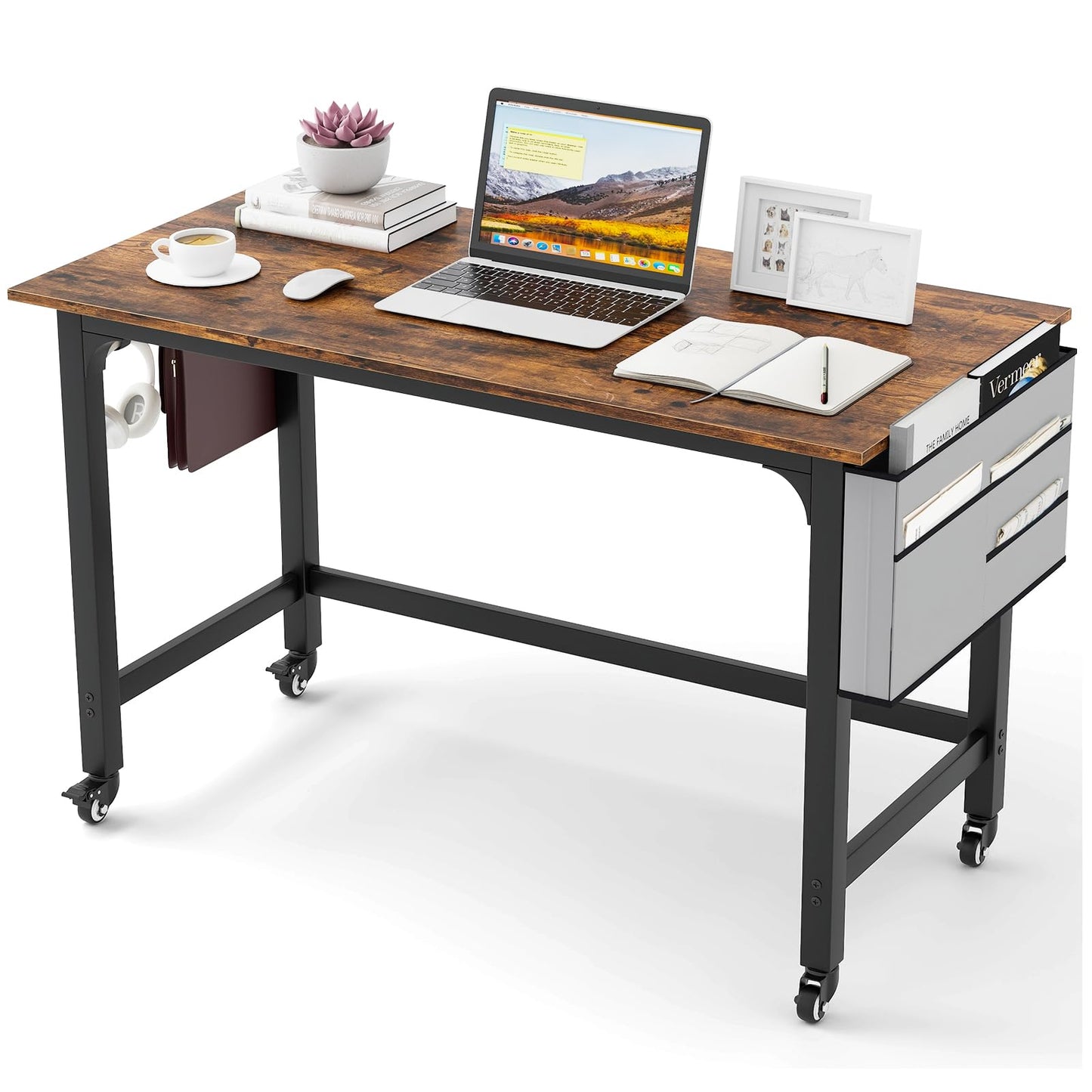 Tangkula Mobile Computer Desk, Simple Style Rolling Home Office Desk Study Table Writing Desk - CB10481NA