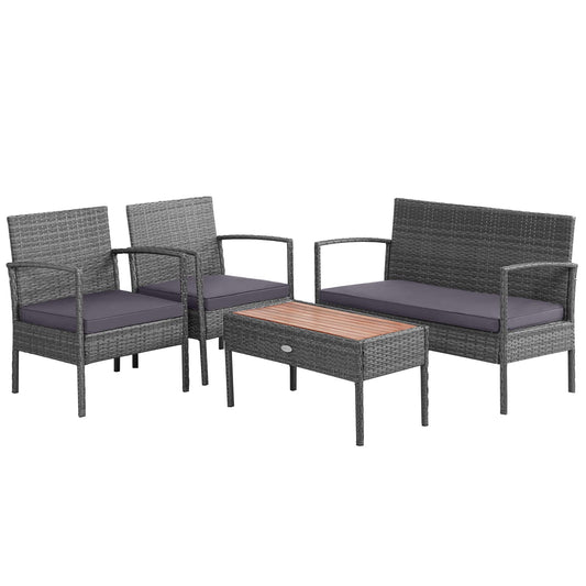 Tangkula Outdoor Wicker Sofa Set W/Seat Cushions, Heavy-Duty Steel Frame, Garden - HW68940