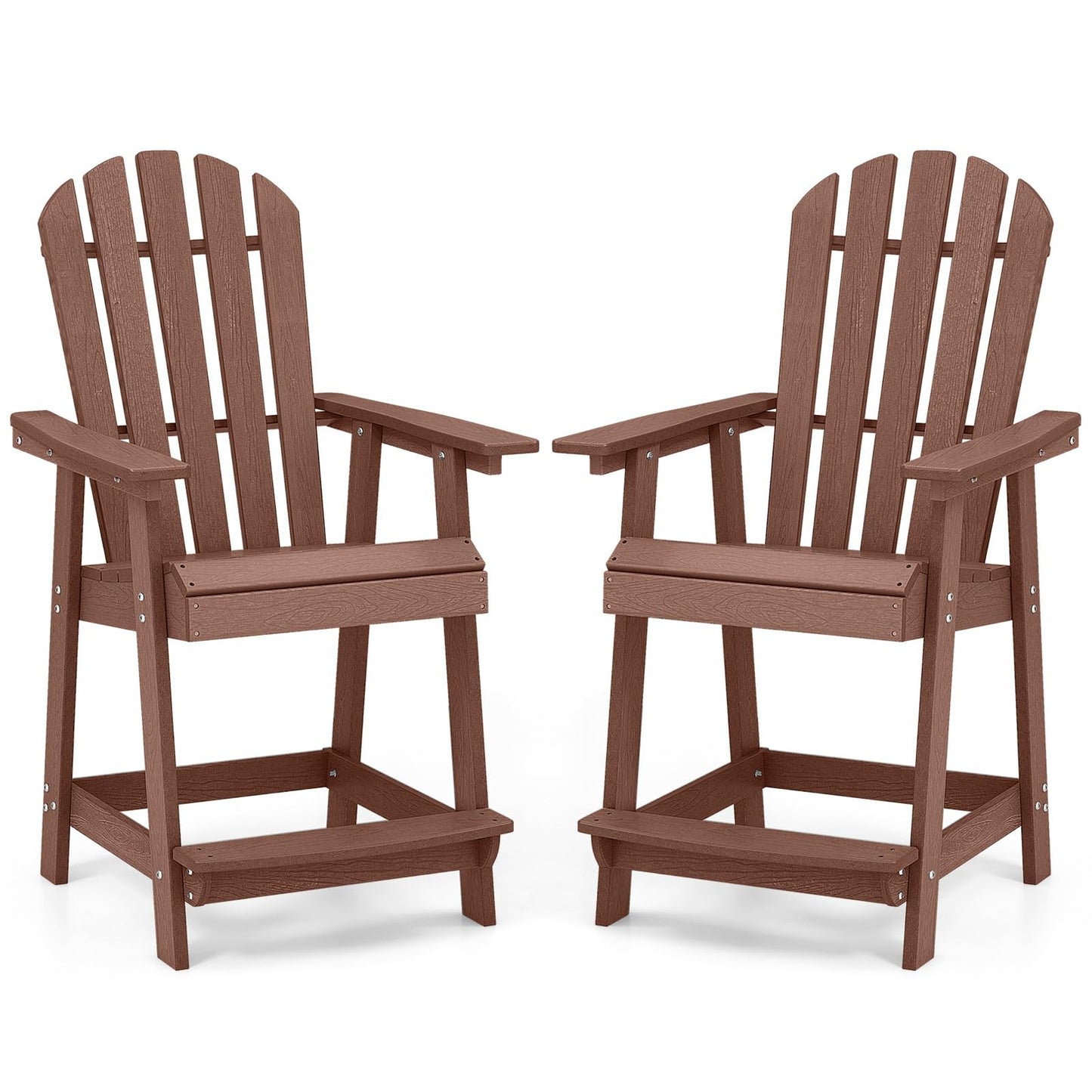 Tangkula Outdoor Bar Stool, HDPE Tall Adirondack Chair with Armrest & Footrest - NP11571GR