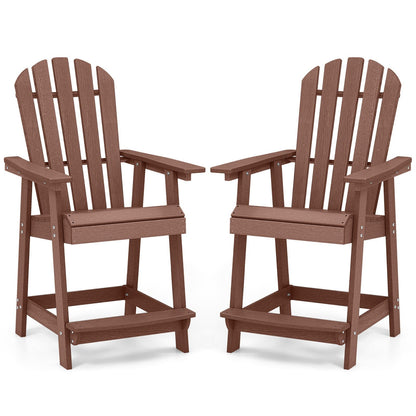 Tangkula Outdoor Bar Stool, HDPE Tall Adirondack Chair with Armrest & Footrest - NP11571GR