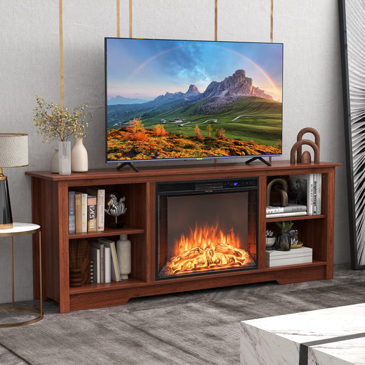 Tangkula Fireplace TV Stand for 75 Inches TV - HV10501CF+FP10378US