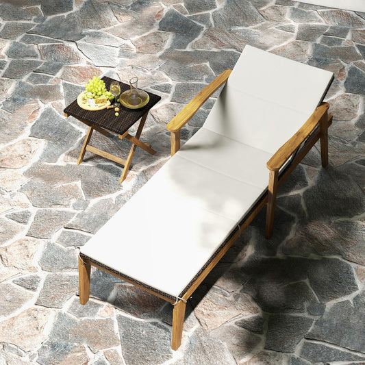 Tangkula Outdoor Chaise Lounge Chair Set, Rattan Patio Chaise with Armrests & 4-Level Backrest - HW72138-2